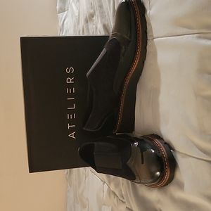 Ateliers Black patent/suede Oxfords